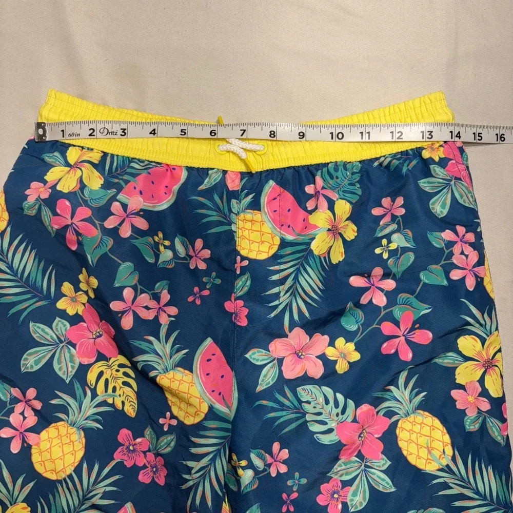 Tommy‎ Bahama Swim Trunks Kids XL 14 Blue Tropical Pineapple Floral Board Shorts